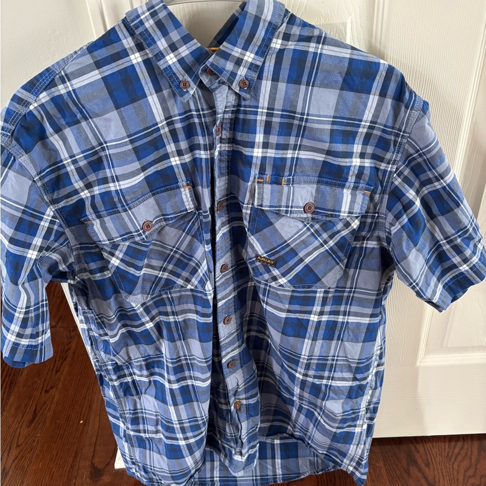 Ariat Rebar Mens’s Blue Short Sleeve Button Down